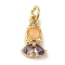 Brass Micro Pave Colorful Cubic Zirconia Glass Pendants, Real 18K Gold Plated, Girl, 15x8x2.8mm, Hole: 3.2mm