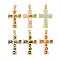 Brass Pendants, with Enamel, Cross Charms, Cadmium Free & Lead Free, Rack Plating, Long-Lasting Plated, Real 18K Gold Plated, Mixed Color, 31.5x20x3mm, Hole: 4x6mm