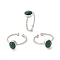 Natural Malachite Open Cuff Ring, with Brass Findings, Oval, Inner Diameter: 18~18.7mm