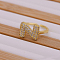 Brass Micro Pave Clear Cubic Zirconia Initial Cuff Rings, Golden, Letter N, Inner Diameter: Adjustable