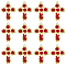 12Pcs Rack Plating Light Gold Alloy Rhinestone Pendants, with Resin Rose, Long-Lasting Plated, Cross with Flower Charm, Cross, 36.5x28.5x4.5mm, Hole: 2mm