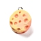 Resin Pendants, Imitation Food, with Platinum Iron Loop, Cheese, 21x17x10mm, Hole: 2mm