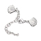 Cross Brass Micro Pave Cubic Zirconia Chain Extender, with Curb Chains and Lobster Claw Clasps, Shell, Platinum, 75.5mm