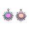 Ion Plating(IP) 304 Stainless Steel Pendant Cabochon Settings, Sun, Rainbow Color, Tray: 6mm, 18.5x15.5x2mm, Hole: 1.8mm