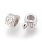 CCB Plastic Tube Bails, Loop Bails, Column with Flower, Platinum, 10x5.5x7mm, Hole: 2mm, 4mm Inner Diameter