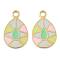 Ion Plating(IP) 304 Stainless Steel Enamel Charms, Real 18K Gold Plated, Teardrop Charm, Colorful, 16.5x10.5x0.5mm, Hole: 1.8mm