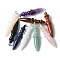 Natural & Synthetic Mixed Gemstone Pendants, with Brass Finding, Cone, Mixed Dyed and Undyed, 68.5~70.5x13.5~14.2mm, Hole: 6.5x4.5mm