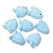 Transparent Glass Enamel Beads, Fish, Light Sky Blue, 21.5x18x7mm, Hole: 1.5mm