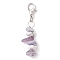 Natural Howlite & Amethyst & Purple Turquoise Chips Pendant Decoration, with Alloy Lobster Claw Clasps, 40mm