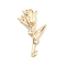 Brass Pave Clear Cubic Zirconia Pendants, Rose Shapes, Real 14K Gold Plated, 19.5x10.5x6.5mm, Hole: 1.2mm