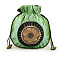 Chinese Style Brocade Good Luck Fortune Drawstring Gift Blessing Bags, Jewelry Storage Pouches for Wedding Party Candy Packaging, Flower Pattern, Dark Sea Green, 18x16.5cm