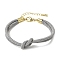 3MM Round Nylon Braided Cord Bracelet Making, Knot, with Golden 202 Stainless Steel Lobster Clasp & Brass Finding, Silver, 6.69x0.39 inch(17x1cm)