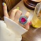 Heart Resin & Crystal Rhinestone & Glass Finger Rings, Deep Pink, Inner Diameter: 18mm