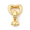 Brass Fold Over Clasps, Heart, Real 18K Gold Plated, 21mm