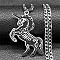 304 Stainless Steel Pendant Necklaces, Unicorn, Stainless Steel Color, 23.54 inch(59.8cm)