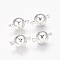 Brass Magnetic Clasps with Loops, Round, Silver Color Plated, 16x10mm, Hole: 2mm