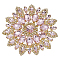 1Pc Rhinestone Cabochons, with Golden Alloy Findings, Flat Back, Flower, Light Rose, 110x103x9mm