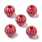 Christmas Printed Schima Wood European Beads, Round, Red, 16x14.5mm, Hole: 4.5mm
