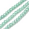 Cubic Zirconia Beads Strands, Faceted, Round, Aquamarine, 4mm, Hole: 0.8mm, about 91pcs/strand, 14.3 inch(36.5cm)
