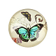 Butterfly Printed Glass Half Round/Dome Cabochons GGLA-N004-14mm-C-2