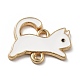 合金リンクコネクター  エナメル  ライトゴールド  猫  ホワイト  16x19x1.5mm  穴：1.5x1.9mm ENAM-G199-02B-2