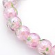 Pearlized Handmade Inner Flower Lampwork Round Beads Strands LAMP-L024-05A-2