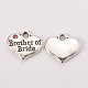 Wedding Party Supply Antique Silver Alloy Rhinestone Heart Carved Word Brother of Bride Wedding Family Charms X-TIBEP-N005-27C-1