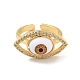 Cubic Zirconia Horse Eye Open Cuff Ring with Acrylic RJEW-B042-02G-2