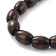 Bracelet en perles de bois en forme de tonneau avec doubles anneaux BJEW-XCP0001-06-2