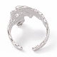 304 Stainless Steel Wide Flower Open Cuff Ring for Women X-RJEW-G275-05P-3