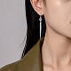 Boucles d'oreilles pendantes tulipe en zircone cubique avec pompon en chaîne JE1049A-4