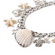 Synthetic Turquoise Starfish & Natural Shell & Shell Pearl Charm Bracelet BJEW-TA00217-4