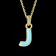 Fashion Tin Alloy Enamel Initial Pendant Necklaces NJEW-BB20973-J-7