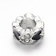 Platinum Plated Alloy Pave Crystal Rhinestone Enamel Large Hole European Column Carved Heart Beads ENAM-E270-01F-1