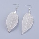 Brass Plated Natural Leaf Dangle Earrings EJEW-JE02653-2