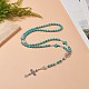 Collana rosario in pietra lavica naturale e turchese sintetico NJEW-JN04237-01-2