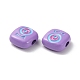 スプレー塗装合金エナメルビーズ  目の正方形  紫色のメディア  10x10x4mm  穴：1.8mm PALLOY-M215-15M-3