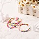 Bracelets extensibles en perles rondes en bois naturel pour enfant BJEW-JB06640-3