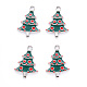 合金エナメルチャーム  クリスマスのために  クリスマスツリー  プラチナ  グリーン  26x18.5x2mm  穴：2mm X-ENAM-S121-005-P-1