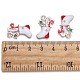 ローズゴールドメッキ合金エナメルチャーム  クリスマスの靴下  ホワイト  21x14x3mm  穴：2mm ENAM-Q417-11-3