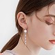 Crystal Rhinestone Flower with Shell Pearl Beaded Tassel Dangle Earrings JE1040A-7
