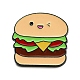 食べ物をテーマにしたエナメルピン  バックパックの服用の黒の合金バッジ  ハンバーガー  23x23.5x2mm JEWB-G026-02G-1