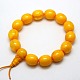 Elastic Stretch Buddhist Jewelry Resin Imitation Beeswax Barrel Mala Beaded Bracelets BJEW-L236-03A-1