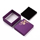 ペーパー スポンジ マット ネックレス ボックス  金箔押し花柄の四角形  暗紫色  8.7x7.7x3.65cm  内径：8.05x7.05のCM  深さ: 3.3cm OBOX-G015-01E-3