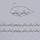 真鍮製アズキチェーン  溶接されていない  スプールで  オーバル  カドミウムフリー＆鉛フリー  銀  4x3x0.6mm  約301.83フィート（92m）/ロール CHC024Y-S-6