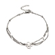 304 bracelet de cheville à maillons en acier inoxydable avec chaînes satellites pour femme AJEW-C021-03-2