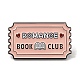 Прямоугольник с эмалированными булавками в форме сердца и слова «Романтический книжный клуб» JEWB-M029-07B-EB-1
