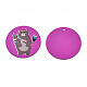 スプレープリントアイアン製ペンダント  ラバー加工スタイル  3dプリント  クマ柄  フラットラウンド  暗紫色  25.5x0.8mm  穴：1.2mm IFIN-T016-46-3