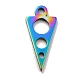 イオンメッキ201ステンレス鋼ペンダント  丸みを帯びた三角形  虹色  13x6x1mm  穴：1.2mm STAS-A066-17M-1