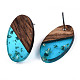 Accessoires de boucles d'oreilles en résine transparente et bois de noyer MAK-N032-005A-F01-3
